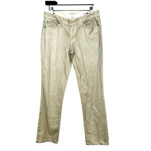 Vizcaino Denim Metallic Gold Straight Jeans Light Wax Finish Nanny Mobwife - 28